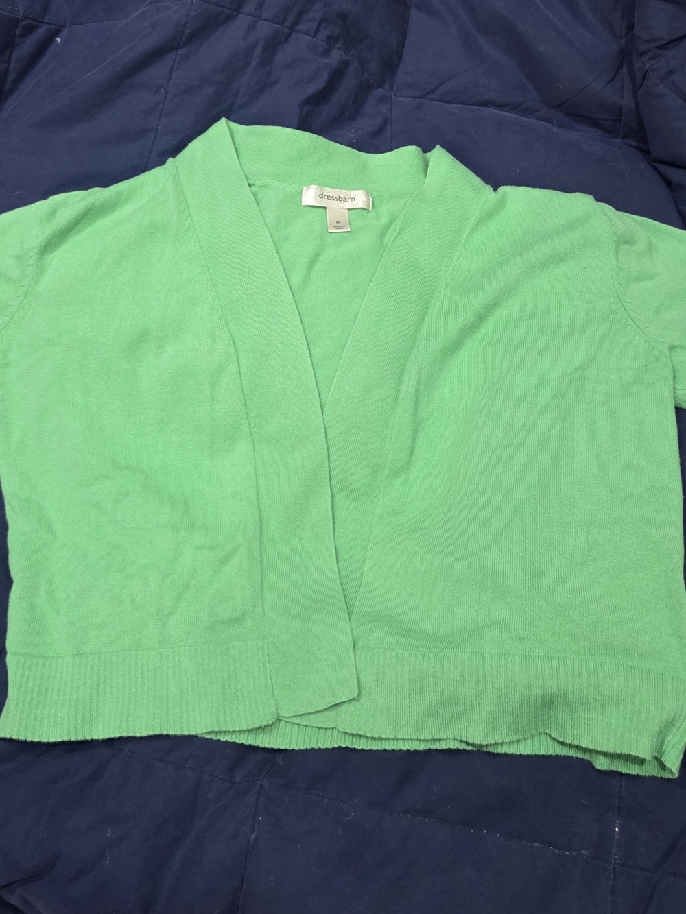 dressbarn Bright Green Open-Front Short-Sleeve Cardigan